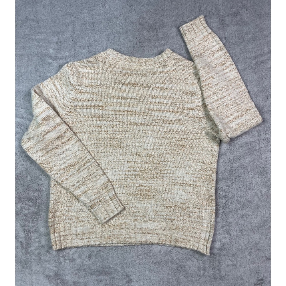 LOFT Sweater Womens Large L Beige Chunky Knit Very Merry Candy Cane Graphic Cozy - Picture 3 of 11
